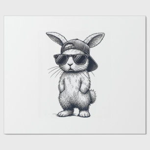 Bunny Face with Sunglasses Cap Easter Day for Boys Wrapping Paper