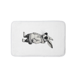 Bunny Face with Sunglasses Easter Day for Boys Men Bath Mat