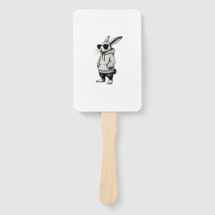 Bunny Face with Sunglasses Easter Day for Boys Men Hand Fan