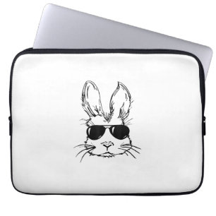 Bunny Face With Sunglasses Easter Day for Boys Men Laptop Sleeve