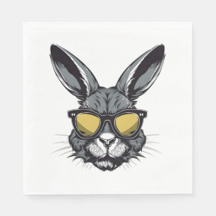 Bunny Face With Sunglasses Easter Day For Boys Men Napkin