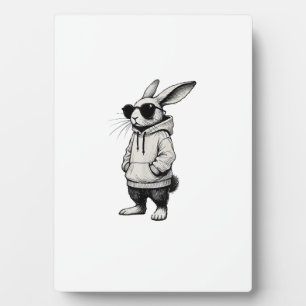 Bunny Face with Sunglasses Easter Day for Boys Men Plaque