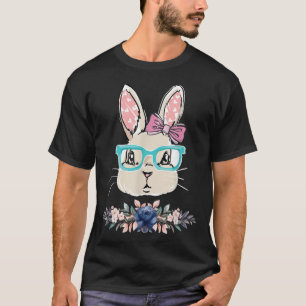 Bunny Face With Sunglasses For Boys Girls Kids Eas T-Shirt