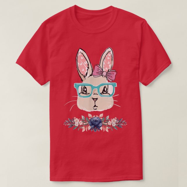 Bunny Face With Sunglasses For Boys Girls Kids Eas T-Shirt (Design Front)