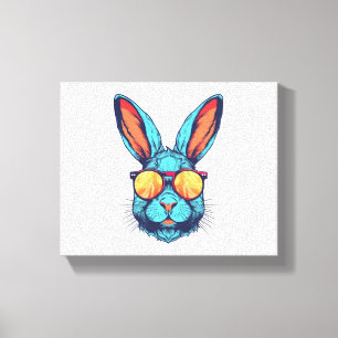 Bunny Face With Sunglasses For Boys Men Kids Canvas Print