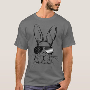 Bunny Face With Sunglasses For Boys Men Kids Easte T-Shirt