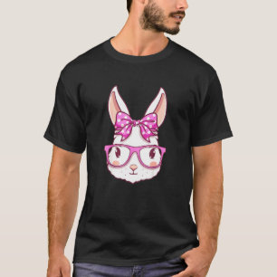 Bunny Face With Sunglasses For Girls Women Kids Ea T-Shirt