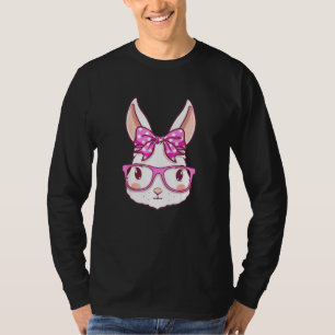 Bunny Face With Sunglasses For Girls Women Kids Ea T-Shirt