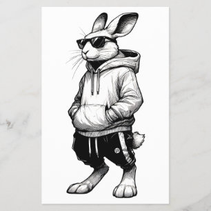 Bunny Face With Sunglasses Happy Easter Day Flyer