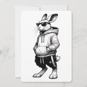 Bunny Face With Sunglasses Happy Easter Day Invitation