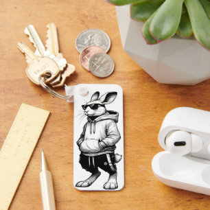 Bunny Face With Sunglasses Happy Easter Day Key Ring