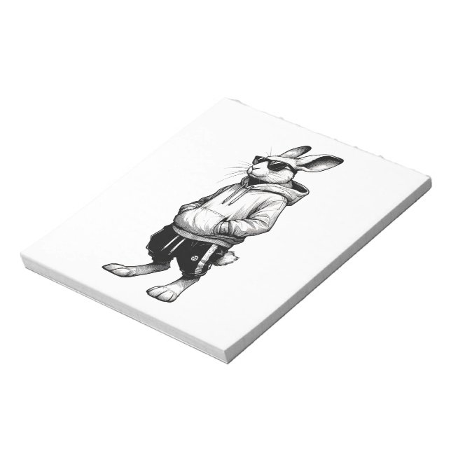 Bunny Face With Sunglasses Happy Easter Day Notepad (Rotated)