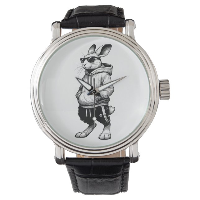 Bunny Face With Sunglasses Happy Easter Day Watch (Front)