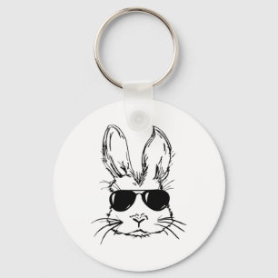 Bunny Face With Sungles Easter Day For Boys Men Ki Key Ring
