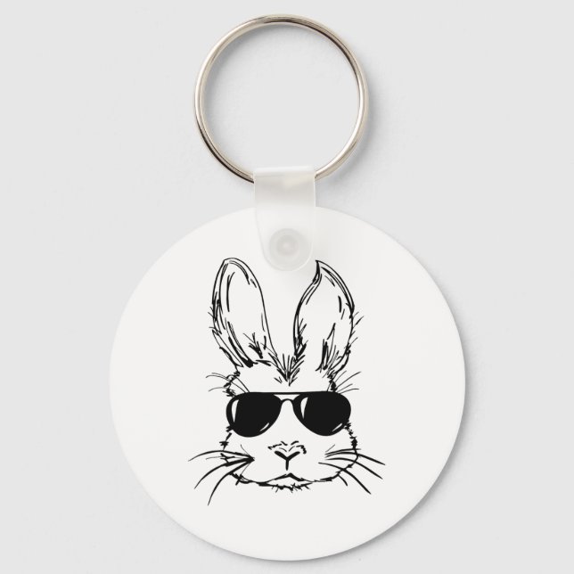 Bunny Face With Sungles Easter Day For Boys Men Ki Key Ring (Front)