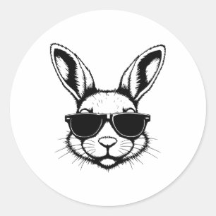 Bunny Face With Sungles Easter Day For Boys Mens K Classic Round Sticker