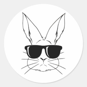 Bunny Face With Sungles For Boys Men Kids Easter D Classic Round Sticker