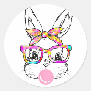 Bunny Face With Sungles For Boys Men Kids Easter D Classic Round Sticker