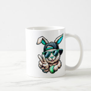 Bunny Face With Sungles For Boys Men Kids Easter D Coffee Mug