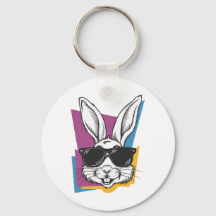 Bunny Face With Sungles For Boys Men Kids Easter D Key Ring