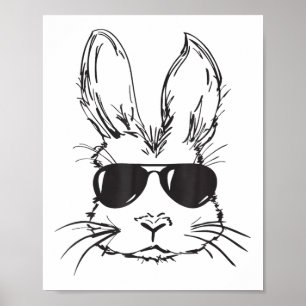 Bunny Face With Sungles For Boys Men Kids Easter D Poster