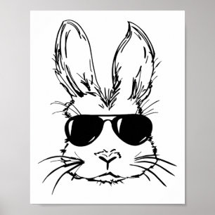 Bunny Face With Sungles For Boys Men Kids Easter D Poster