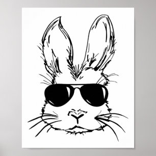 Bunny Face With Sungles For Boys Men Kids Easter D Poster