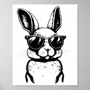 Bunny Face With Sungles For Boys Men Kids Easter D Poster
