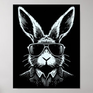 Bunny Face With Sungles For Boys Men Kids Easter D Poster