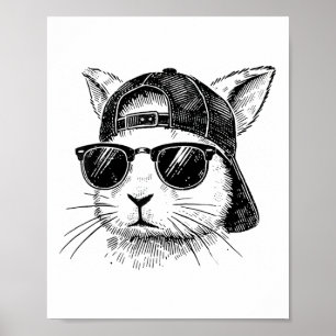 Bunny Face With Sungles For Boys Men Kids Easter D Poster