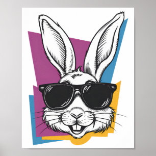 Bunny Face With Sungles For Boys Men Kids Easter D Poster