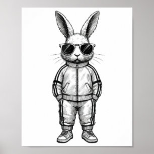 Bunny Face With Sungles For Boys Men Kids Easter D Poster