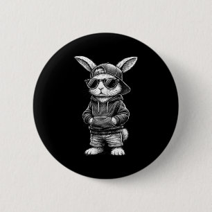 Bunny Face With Sungles Funny Easter Day For Boys 6 Cm Round Badge