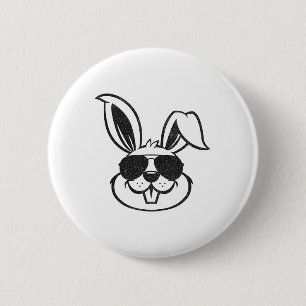 Bunny Face With Sungles Rabbit Easter Day Boys Men 6 Cm Round Badge