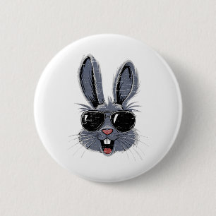 Bunny Face With Sungles Rabbit Easter Day Boys Tee 6 Cm Round Badge