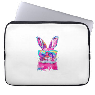 Bunny Face with Tie Dye Glasses Happy Easter Day M Laptop Sleeve