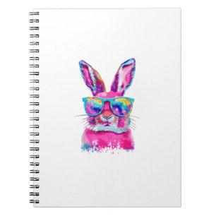 Bunny Face with Tie Dye Glasses Happy Easter Day M Notebook