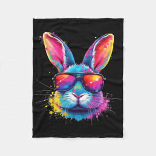 Bunny Face With Tie Dye Gles Happy Easter Day Men Fleece Blanket