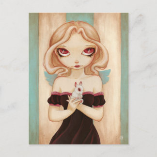 Bunny - fairy albino bunny postcard