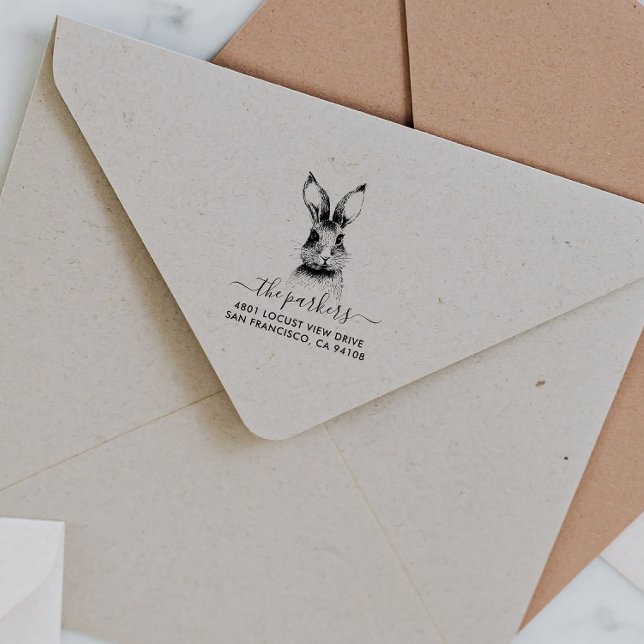 Bunny | Family Name Signature Return Address Rubber Stamp (Creator Uploaded)