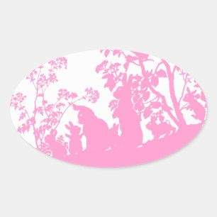 Bunny Family Oval Sticker
