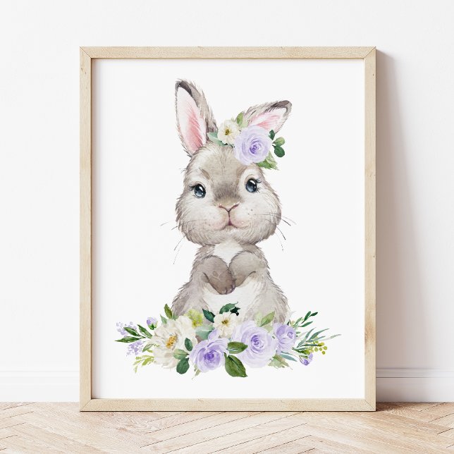 Bunny, Farm Animals, Lilac Flowers, Gender Neutral Photo Print (Creator Uploaded)