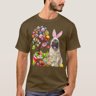 Bunny Fawn Pug Dog Happy Easter Eggs Tree T-Shirt