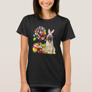 Bunny Fawn Pug Dog Happy Easter Eggs Tree T-Shirt