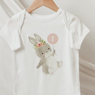 Bunny First Birthday Baby Bodysuit