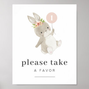 Bunny First Birthday Favour Sign
