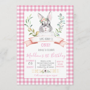 bunny first birthday invitation