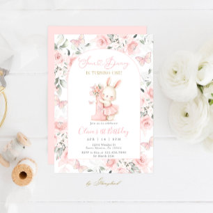 Bunny First Birthday Invitation