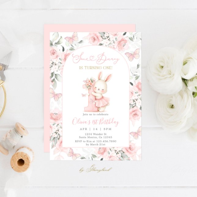 Bunny First Birthday Invitation (Creator Uploaded)