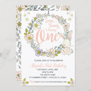 Bunny First Birthday Invitation